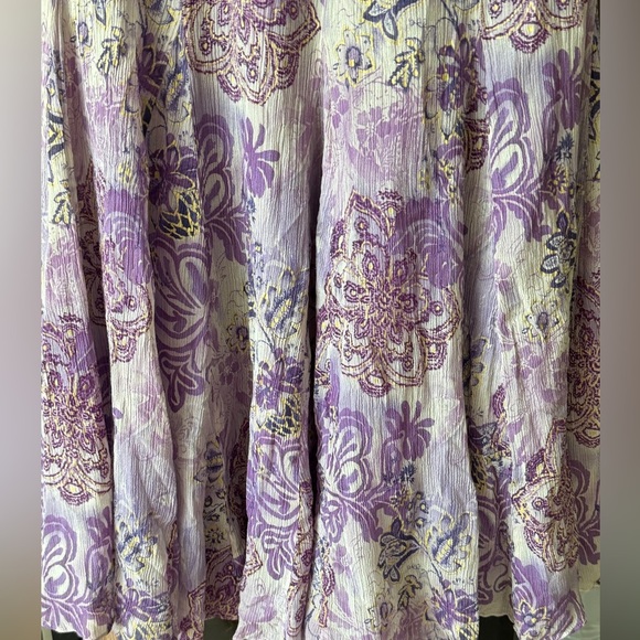 Y2K Vintage Silk midi skirt boho fairycore Reba elastic waist paisley lavender - Picture 4 of 12